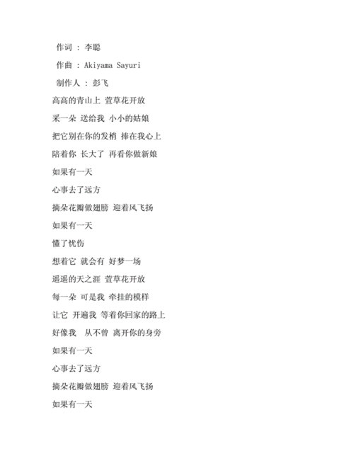 萱草花张小斐版歌词docx2页