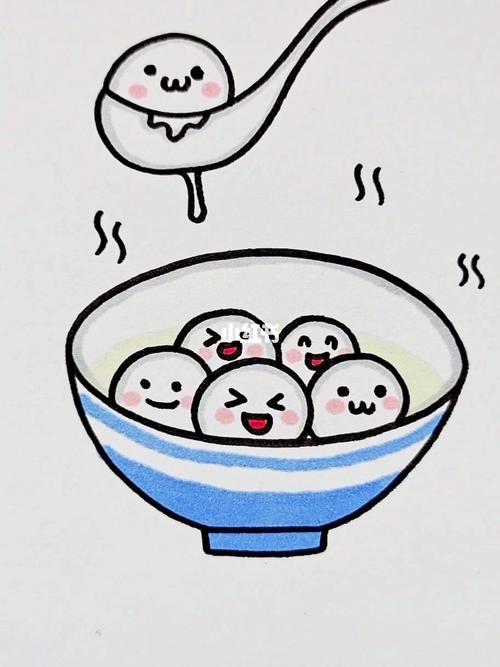 汤圆简笔画_简笔画_汤圆_人文_绘画