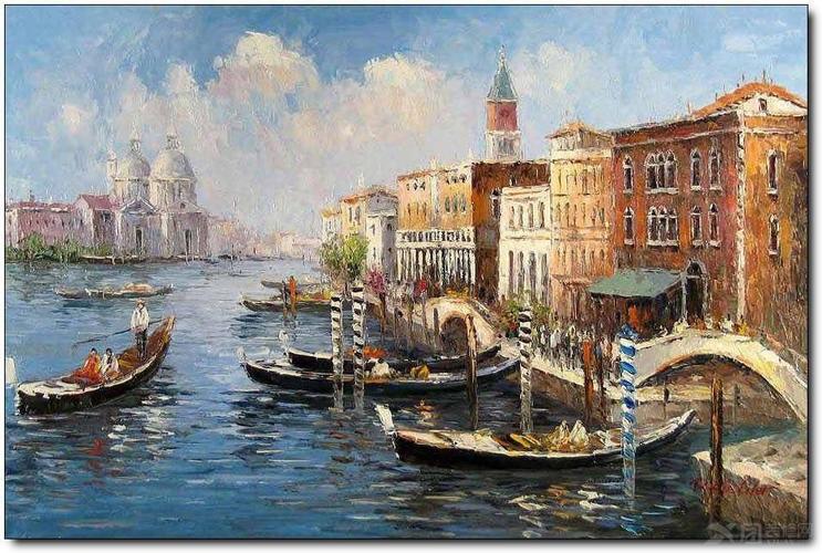 欣赏不一样的水城 威尼斯风景油画