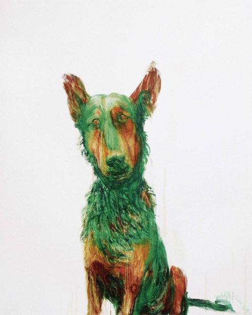 周春芽油画《绿狗》