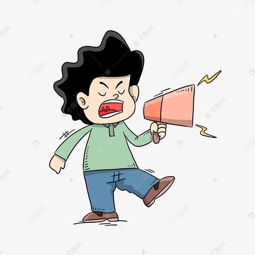 拿着喇叭喊话的小人