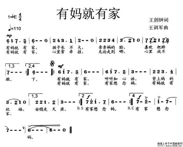 有妈就有家(王剑钟词 王训军曲)_简谱