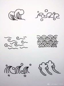 大海和海底动物们的简笔画 来自:教画画的沈老师