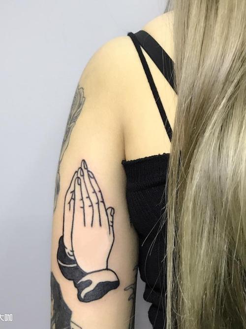 0599手掌合十_纹身图案手稿图片_七七的纹身作品集