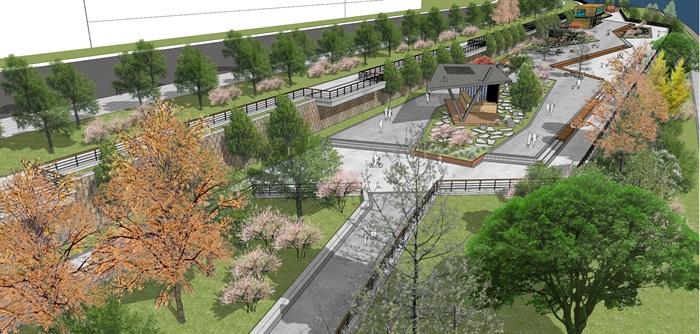 滨水景观休闲公园详细景观su模型[原创]