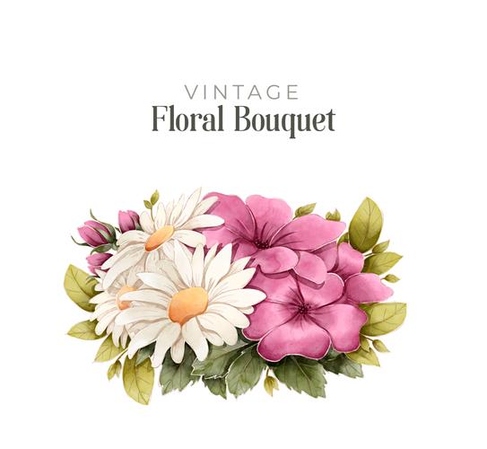 复古彩色花卉花束矢量素材