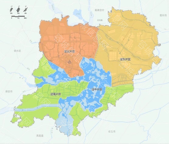 淀东片区位于雄安新区东部,片区东邻霸州市和固安县,规划范围南至赵王