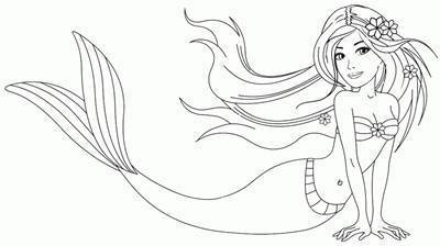 44张线条美人鱼纹身手稿素材图片