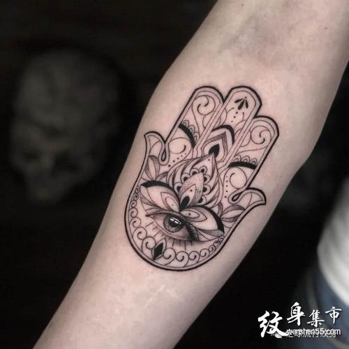 幸运之手祈祷之手纹身手稿图案