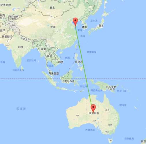 展开全部 澳大利亚位于青岛的东南方向,直线距离约6900公里