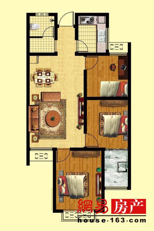 3室2厅1卫 98平米