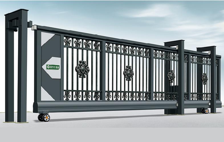 直线段滑门别墅庭院大门现代电动无轨悬浮平移门 铸铝