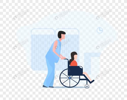 免抠元素 手绘/卡通元素 护工照顾老人.