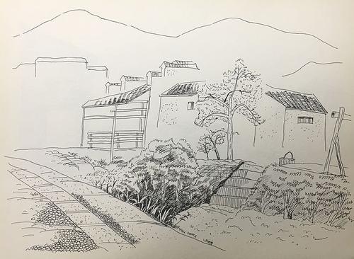 风景画铅笔画图片大全素描嵩山风景画
