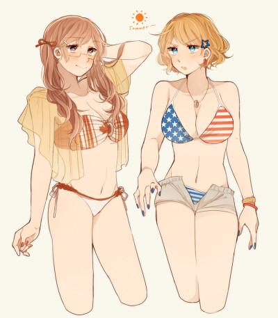 pid:58523598】北米姐妹 梅格 艾米丽 pixiv aph 黑塔利亚 娘塔利亚
