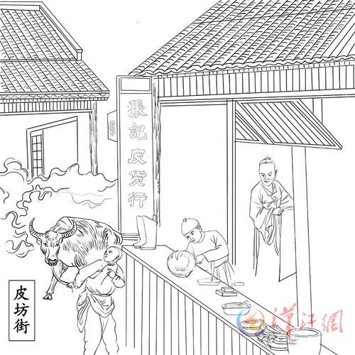 古代街道的简笔画