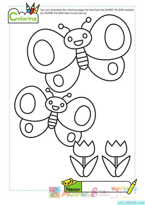 卡通蝴蝶填色图片_宝宝涂色画下载-61幼教网.