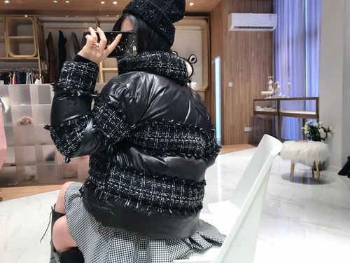 chanel香奈儿coco粗花呢拼接羽绒服