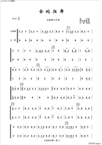 曲谱名金蛇狂舞古筝分谱常青民乐吉他谱
