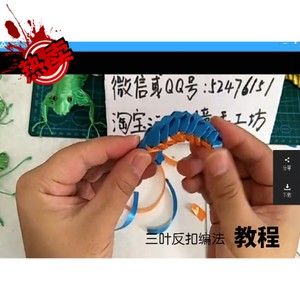 草编棕编彩带编织技术技巧 三叶反扣编法 昆虫动物视频高级教程