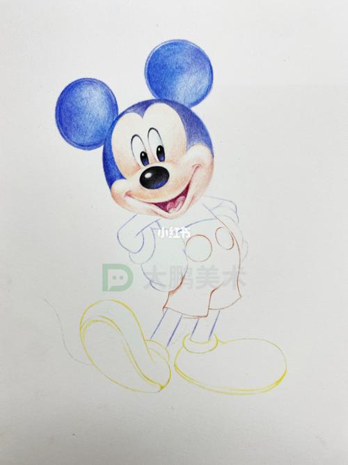 美术彩铅米老鼠_形体_美术_彩铅_透视_绘画_高光_鞋子