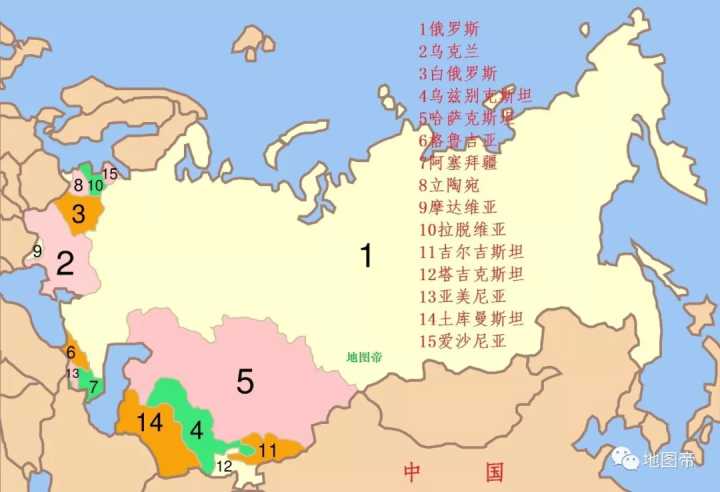 前苏联,存在于1922年至1991,国土面积约2240万平方公里,而中美两国加