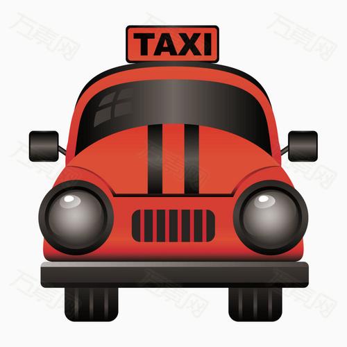 矢量卡通红色计程车出租车