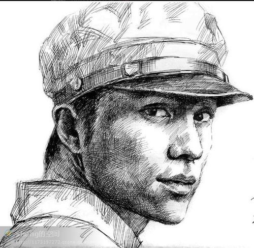 素描画人物头像-素描画人物头像 梅花-素描图片人物头像-素描人头像