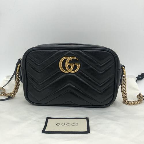 gucci古驰黑色牛皮双g小号相机包_【95新】新_7199元