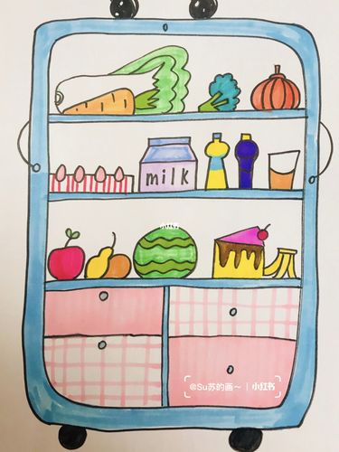 71|儿童画《冰箱里的食物》_绘画_文化_绘画