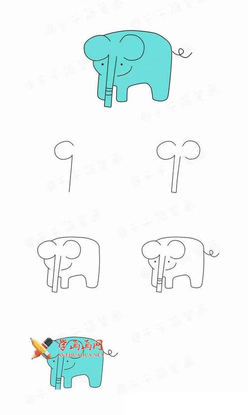 用数字画小动物的简笔画【彩色】