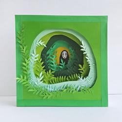 超详细3d立体纸雕教程图解:丛林里的无脸人