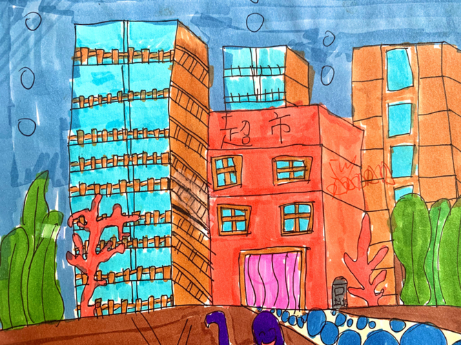 简单我居住的小区儿童画