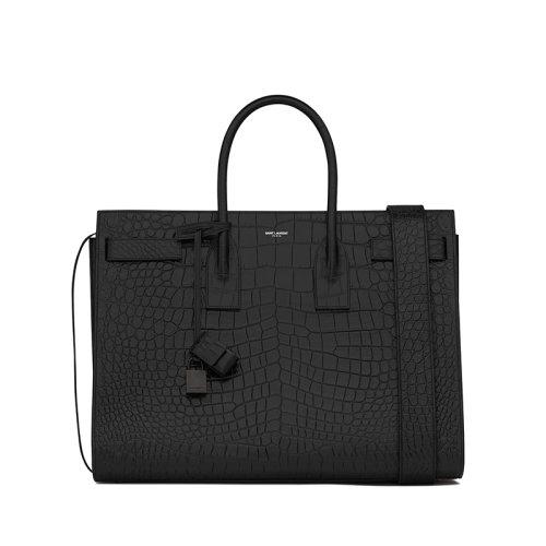 saintlaurent男包,saintlaurent男装 【包税】saint laurent paris/圣罗兰 ysl 男士大号黑色小牛皮鳄鱼压