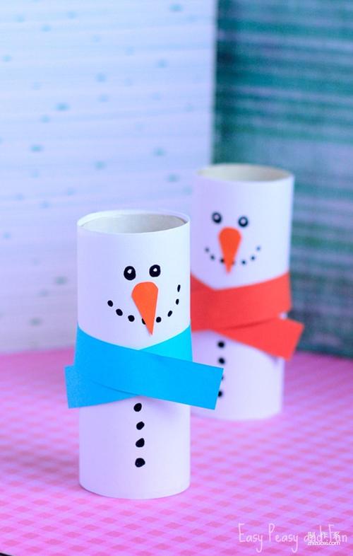 纸卷雪人工艺品 儿童冬季卷纸手工教程