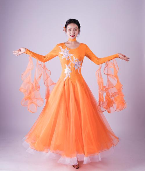 摩登舞裙演出国标交谊舞比赛服装女大摆裙连衣裙华尔兹表演服亮片