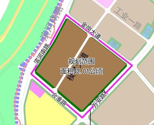 5km.规划范围:东至万安路,南至合淮路,西至滨河南路,北至金岗大道.