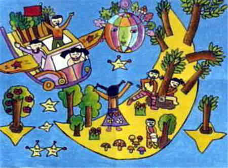 中秋节儿童画:月饼甜心_中秋节儿童画_教育_太平洋网