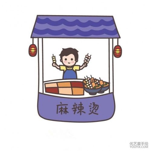 超可爱的各种快餐小吃店铺的简笔画图片小吃店铺卡通画儿童画画法