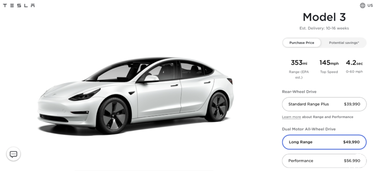 继续涨价特斯拉model3长续航版美国起售价上调1000美元