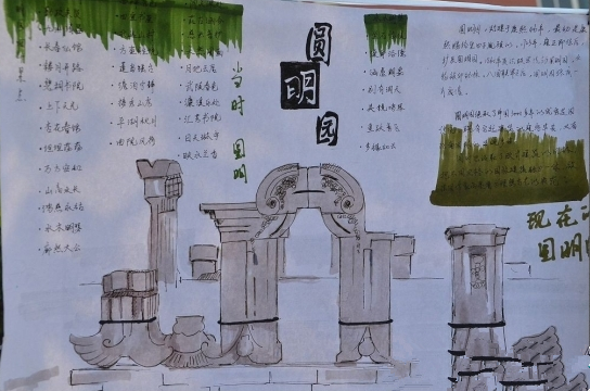 圆明园遗址手抄报图片