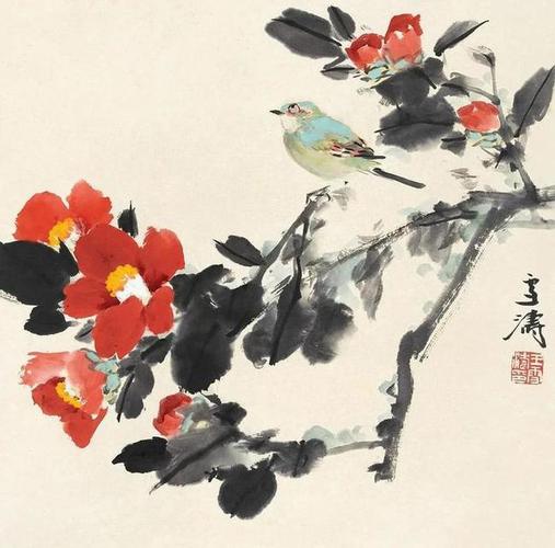 写意山茶花冬日里最美的丹砂色