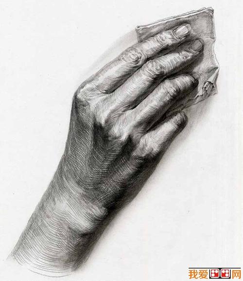 素描手拿纸巾擦东西2_手部的素描图片,素描手的画法图片04