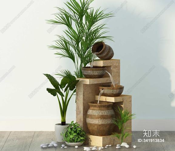 东南亚景观盆栽植物组合3d模型下载