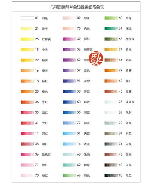 油性彩铅48色卡