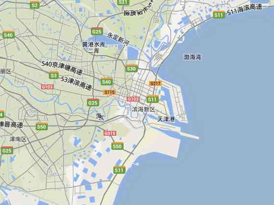 天津市塘沽区和塘沽开发区(即滨海新区)中文地图如下