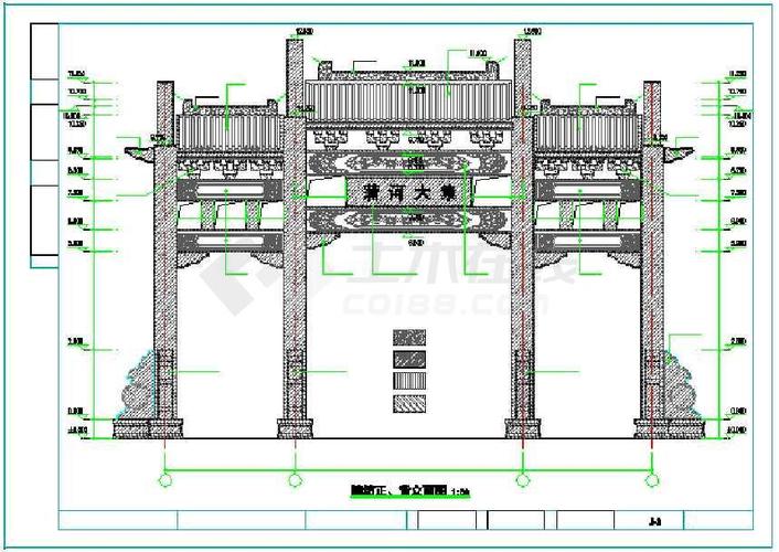 某地框架结构仿古牌坊建筑设计施工图
