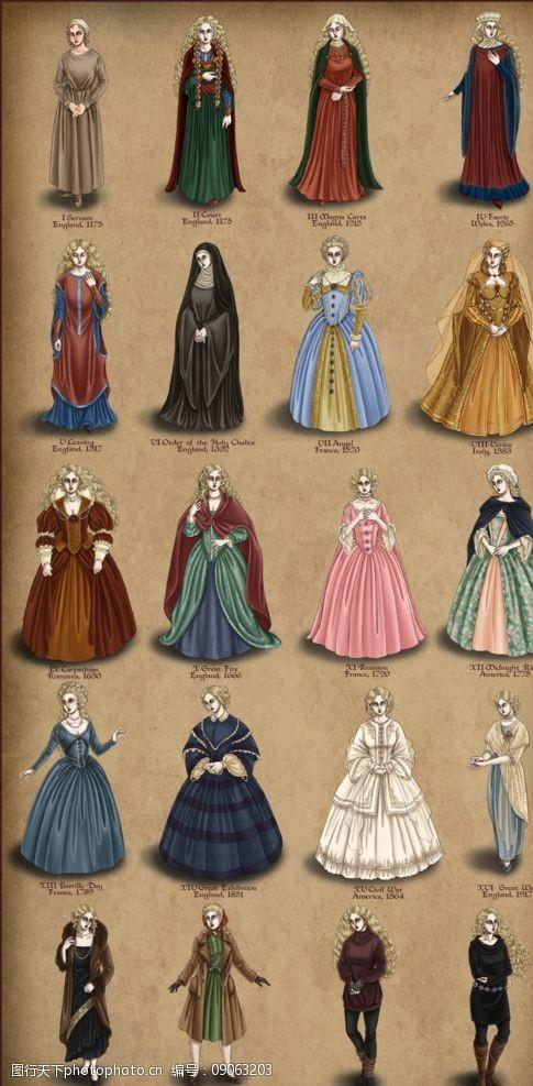 欧洲中世纪时期服饰图片