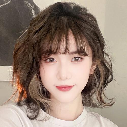 假发女短发羊毛卷造型时尚新款卷发仿真发自然日常减龄圆脸假发套