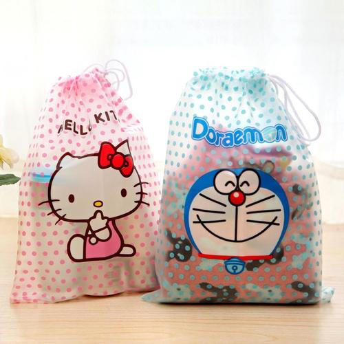 创意家居可爱卡通抽绳束口袋衣物防水旅行收纳袋子透明旅游整理袋